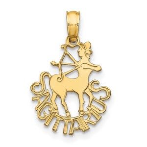 Million Charms 10k Yellow Gold Small SAGITTARIUS Zodiac Charm Pendant